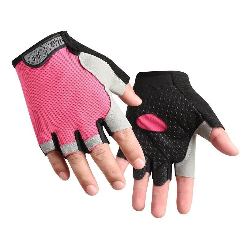 Gym Gloves Half Finger Breathable Anti-Slip Fitness Workout Training Gloves with Palm Padding for Weightlifting Cycling - Pink M