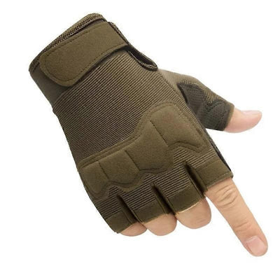 Half Finger Tactical Gloves for Men & Women, Anti-Slip Fingerless Gym Workout Training Gloves for Cycling, Hiking, Climbing and Outdoor Sports - Army Green L