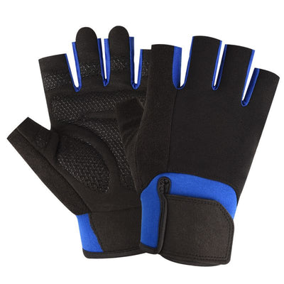Half Finger Gym Gloves for Men & Women, Anti-Slip Weightlifting Workout Gloves with Padded Palm, Breathable Wrist Support - Blue XL