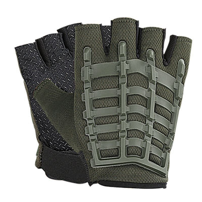 1 Pair Half Finger Fitness Gloves with Wrist Support, Non-Slip Breathable Gym Gloves for Weightlifting Strength Training Workout Sports Army Green