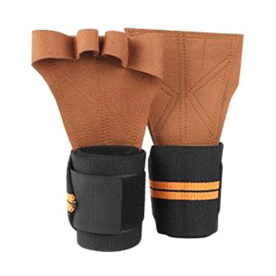 Gym Gloves Weightliftings Workout Exercise Gloves with Wrist Support for Women Man NonSlip Palm Fingerless Grip Gloves - Brown L