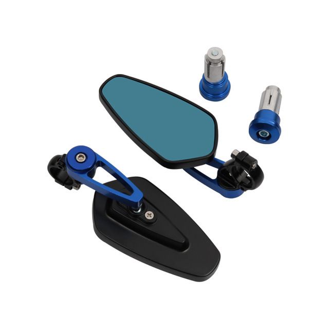 1 Pair Motorcycle Rear View Mirrors CNC Aluminium Alloy Universal Side Mirrors for Motorbike Cruiser ATV UTV Off Road Bikes - Blue