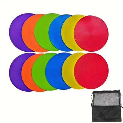 12Pcs Football Training Auxiliary Marker Disc Mat Game Sport Teach Tool