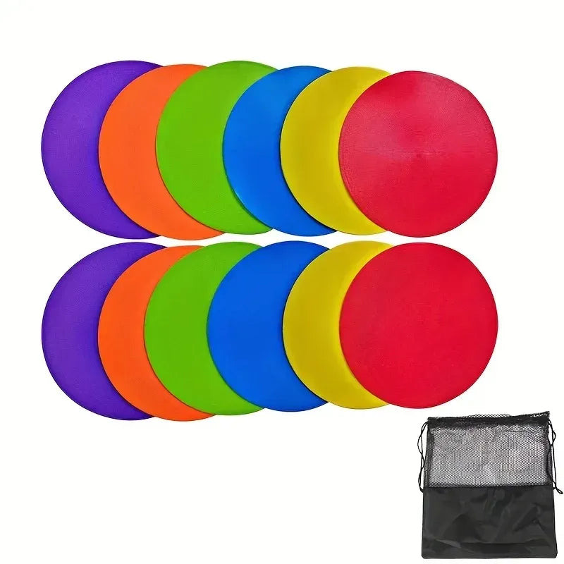 12Pcs Football Training Auxiliary Marker Disc Mat Game Sport Teach Tool