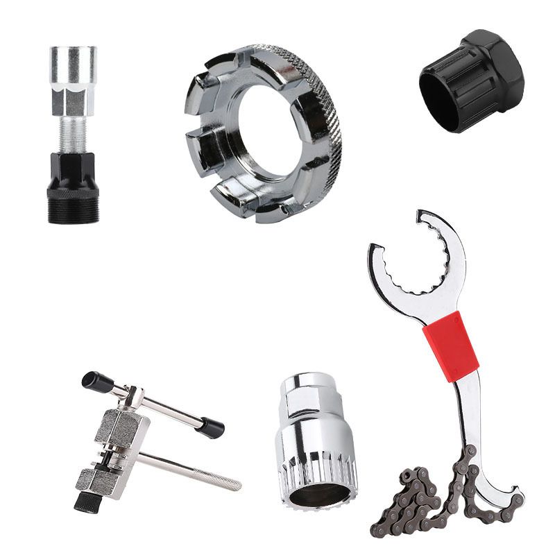 6 Pcs Bike Tool Kit For Mountain Bike With 3-in-1 Cassette Remover Wrench Chain Breaker - 6 Pcs Set