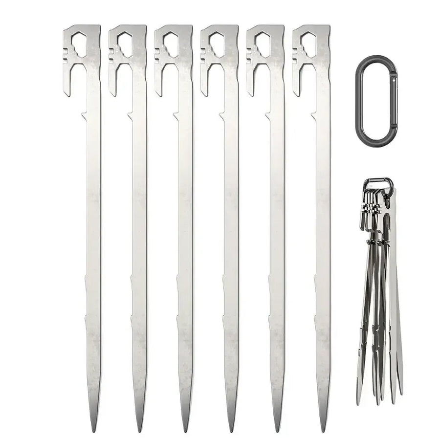 6Pcs Camping Tent Stakes 28cm Stainless Steel Canopy Tent Pegs Garden Ground Nail Beach Awnings Hammock Trampoline Accessories