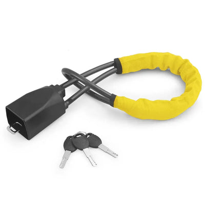 Car Steering Wheel Lock With Seat Belt Socket Steel Rope For Truck SUV Van RV With 3 Keys Universal Anti Theft Device - Yellow