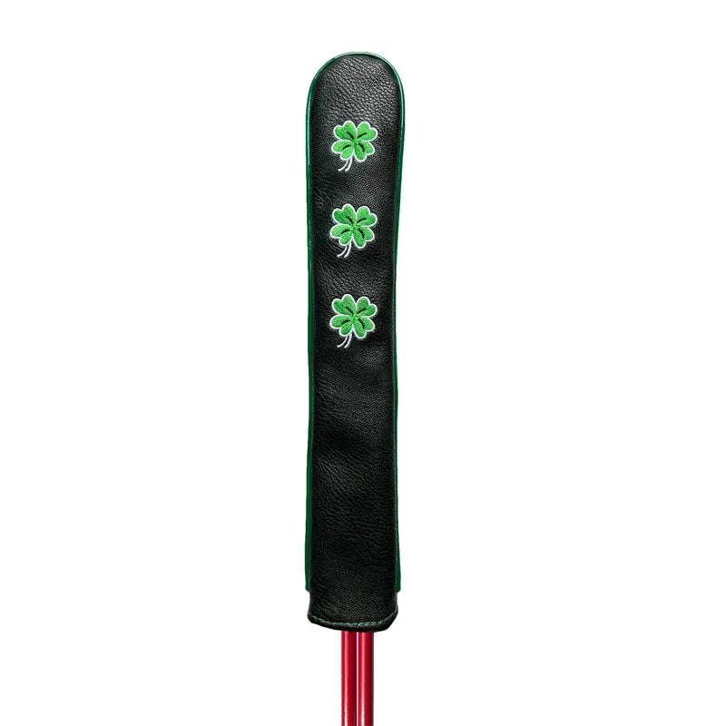Golf Alignment Rod Cover Aiming Training Aid Headcover Waterproof Leather Head Protection Golf Supplies - Clover Black