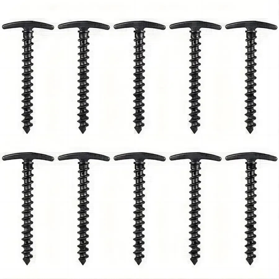 Outdoor Camping Screw Stakes For Camping Hiking Tent 10pcs - 10 Pcs Blacks