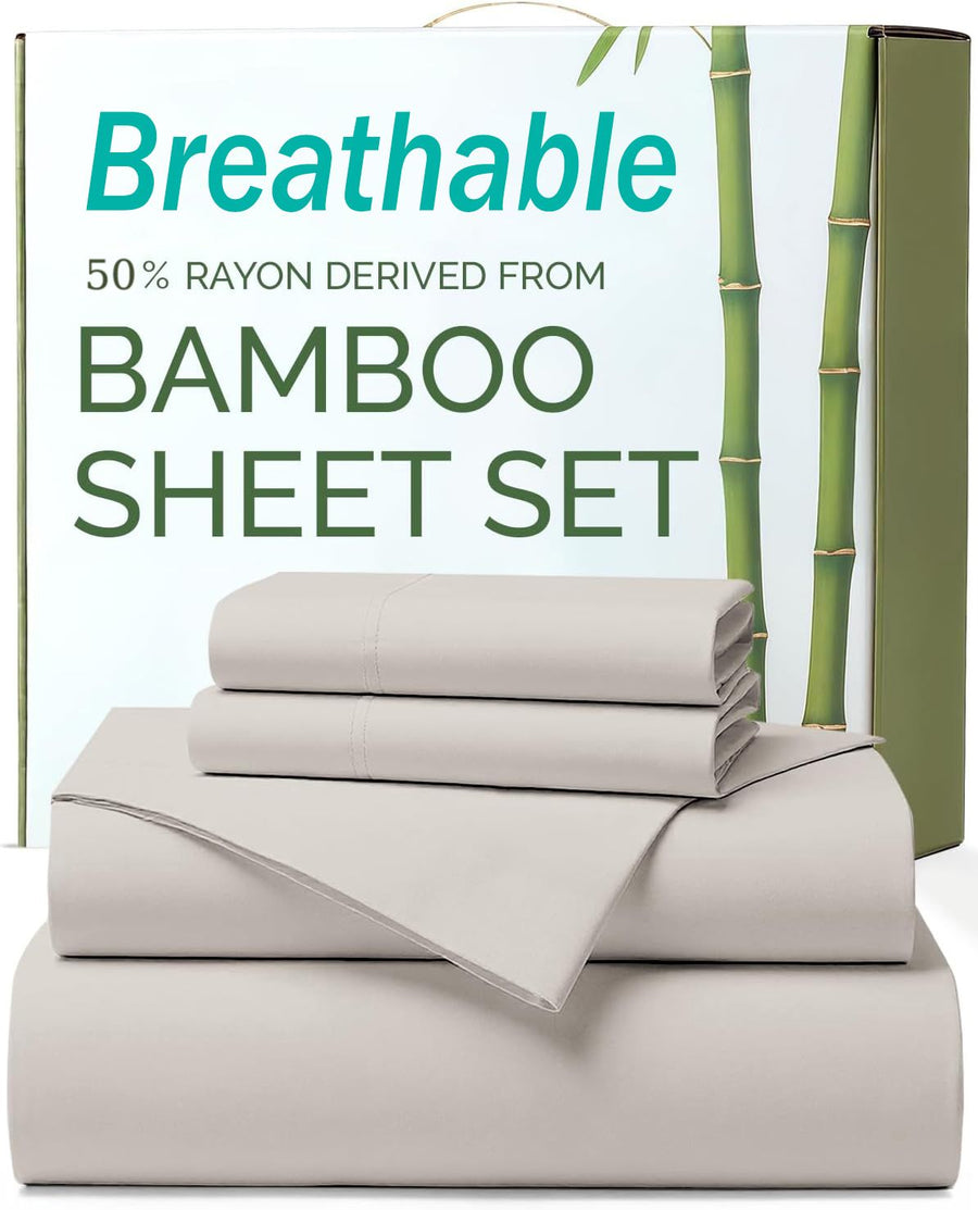 3 Piece Ultra Soft Bamboo Breathable Sheet Set -Hotel 2000TC Breathable Bed Sheets Set with 37 Centimetre Deep Pocket-Breathable Sheets for Hot Sleepers(Silver-gray,King Single)