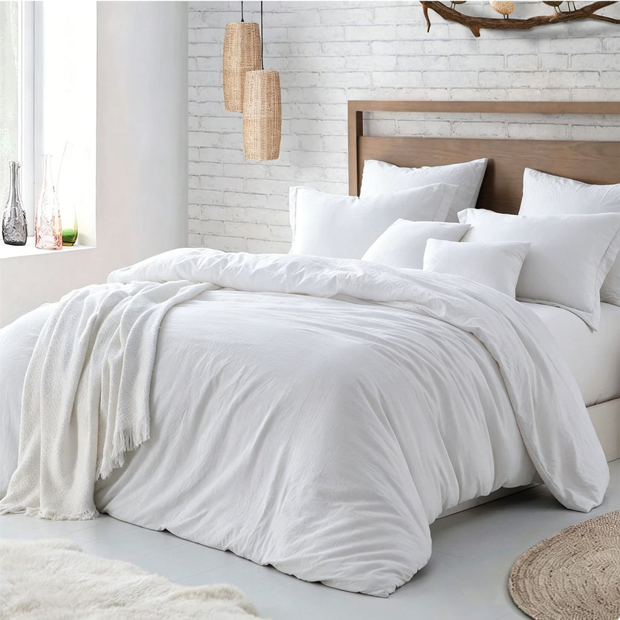 Hotel Soft Microfiber Duvet Cover Set-2000TC Quilt Cover Set & Pillowcases -1 Donna Cover Zipper Closure & 1 x Pillowcases-Breathable Bedding - Wrinkle, Fade, Stain Resistant(White,Double)