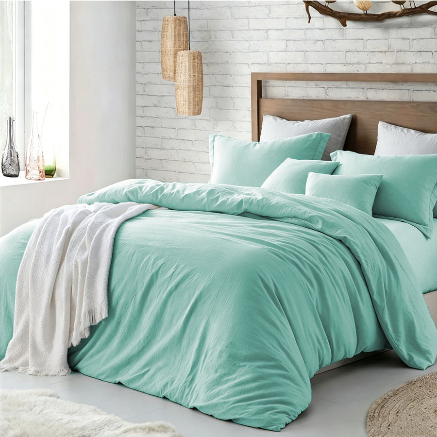 Hotel Soft Microfiber Duvet Cover Set-2000TC Quilt Cover Set & Pillowcases -1 Donna Cover Zipper Closure & 1 x Pillowcases-Breathable Bedding - Wrinkle, Fade, Stain Resistant(Ice Blue,Double)