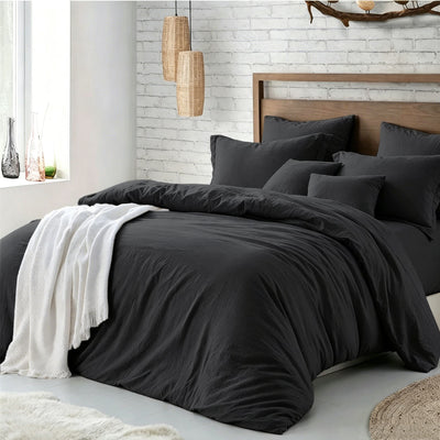 Hotel Soft Microfiber Duvet Cover Set-2000TC Quilt Cover Set & Pillowcases -1 Donna Cover Zipper Closure & 1 x Pillowcases-Breathable Bedding - Wrinkle, Fade, Stain Resistant(Black,Double)