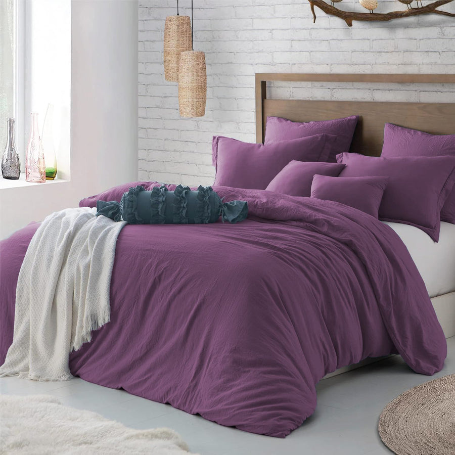 Hotel Soft Microfiber Duvet Cover Set-2000TC Quilt Cover Set & Pillowcases -1 Donna Cover Zipper Closure & 1 x Pillowcases-Breathable Bedding - Wrinkle, Fade, Stain Resistant(Purple,Double)