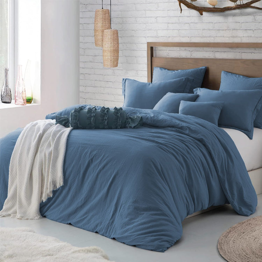 Hotel Soft Microfiber Duvet Cover Set-2000TC Quilt Cover Set & Pillowcases -1 Donna Cover Zipper Closure & 1 x Pillowcases-Breathable Bedding - Wrinkle, Fade, Stain Resistant(Ocean,King Single)