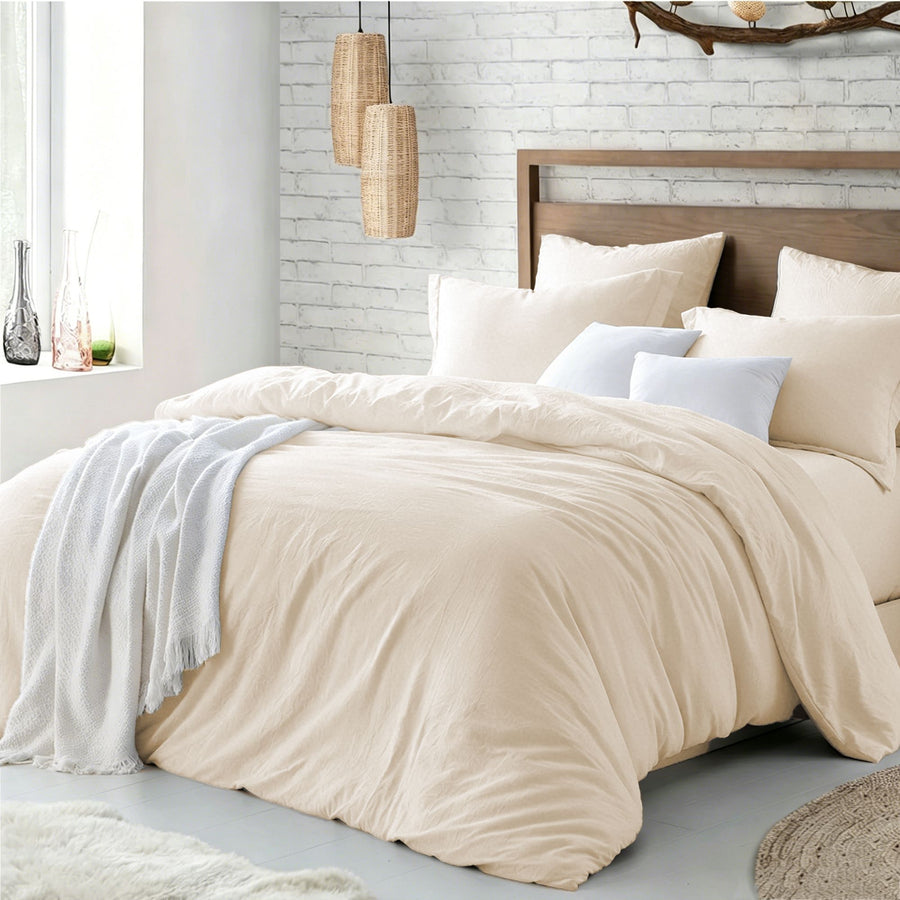 Hotel Soft Microfiber Duvet Cover Set-2000TC Quilt Cover Set & Pillowcases -1 Donna Cover Zipper Closure & 1 x Pillowcases-Breathable Bedding - Wrinkle, Fade, Stain Resistant(Cream White,King Single)