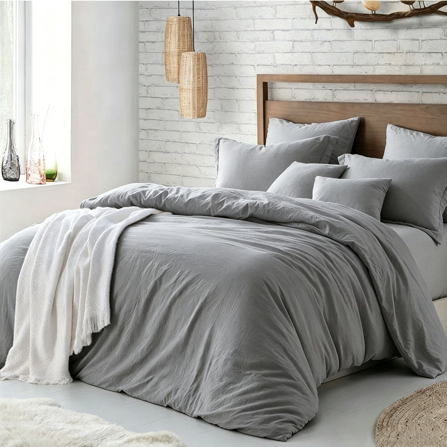 Hotel Soft Microfiber Duvet Cover Set-2000TC Quilt Cover Set & Pillowcases -1 Donna Cover Zipper Closure & 1 x Pillowcases-Breathable Bedding - Wrinkle, Fade, Stain Resistant(Grey,Queen)