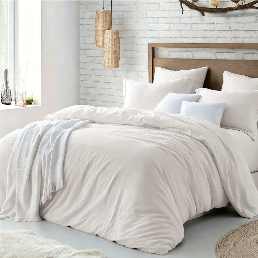 Hotel Soft Microfiber Duvet Cover Set-2000TC Quilt Cover Set & Pillowcases -1 Donna Cover Zipper Closure & 1 x Pillowcases-Breathable Bedding - Wrinkle, Fade, Stain Resistant(Raw white,Single)