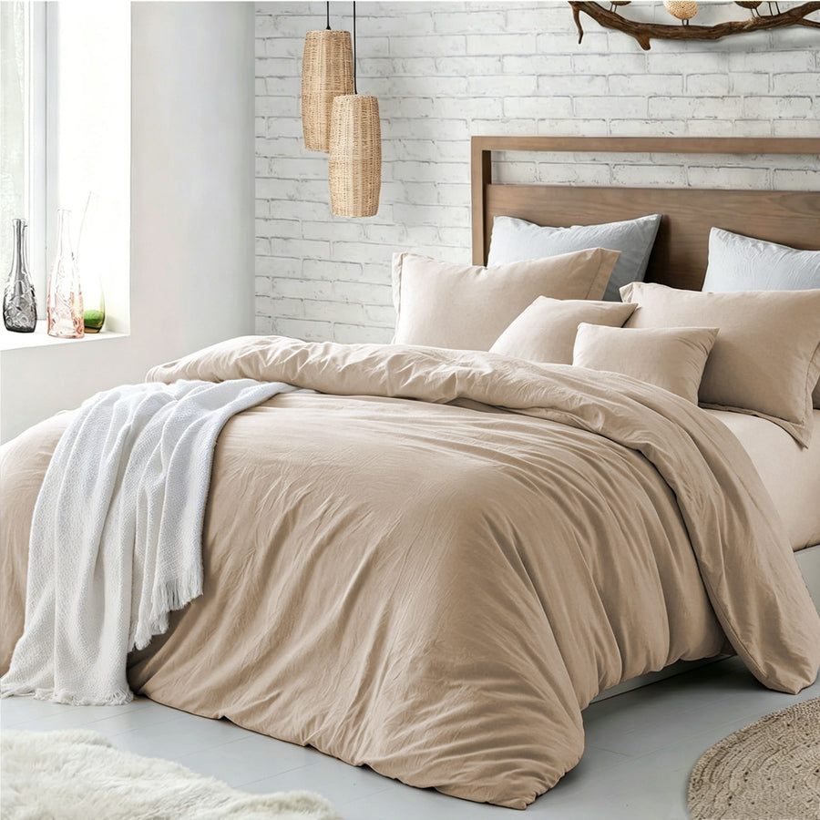 Hotel Soft Microfiber Duvet Cover Set-2000TC Quilt Cover Set & Pillowcases -1 Donna Cover Zipper Closure & 1 x Pillowcases-Breathable Bedding - Wrinkle, Fade, Stain Resistant(Camel Beige,Single)