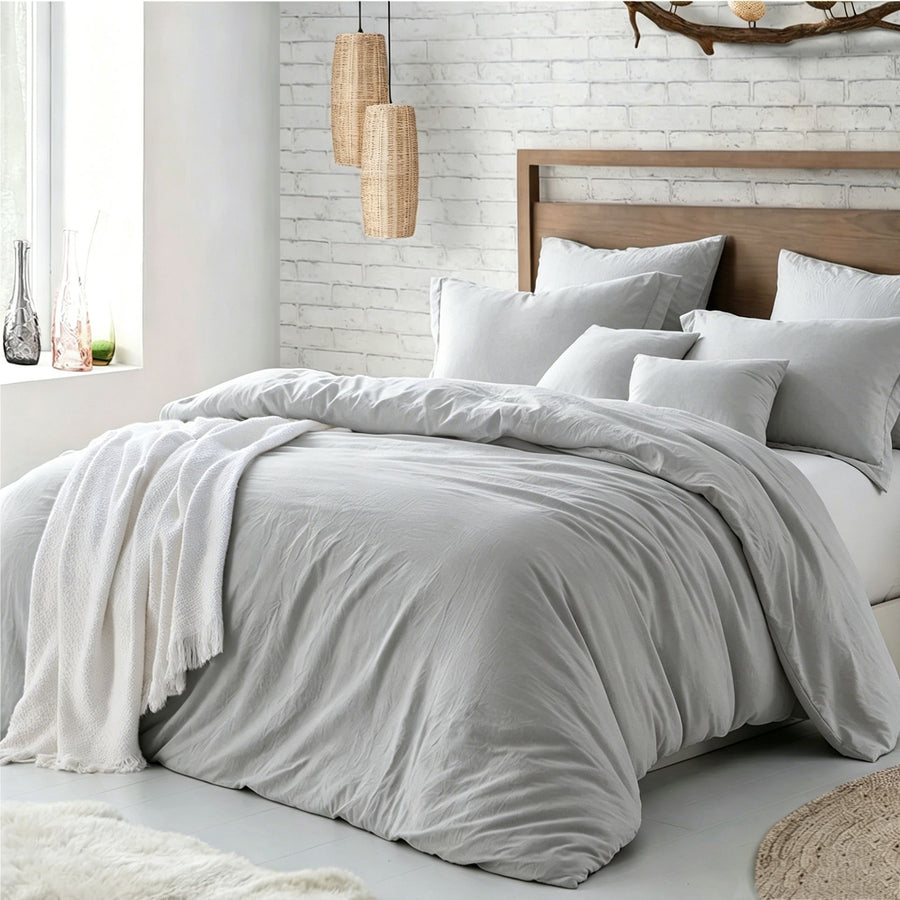 Hotel Soft Microfiber Duvet Cover Set-2000TC Quilt Cover Set & Pillowcases -1 Donna Cover Zipper Closure & 1 x Pillowcases-Breathable Bedding - Wrinkle, Fade, Stain Resistant(Silver-gray,Single)