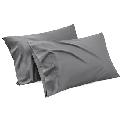 1000TC Ultra Soft Microfiber Pillowcases,Pair of Standard Pillow Covers,（Grey, Standard Size, 48x74 cm)