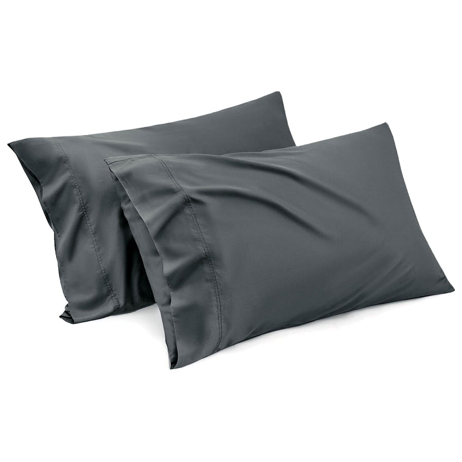 1000TC Ultra Soft Microfiber Pillowcases,Pair of Standard Pillow Covers,（Dark gray, Standard Size, 48x74 cm)