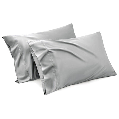 1000TC Ultra Soft Microfiber Pillowcases,Pair of Standard Pillow Covers,（Silver-gray, Standard Size, 48x74 cm)
