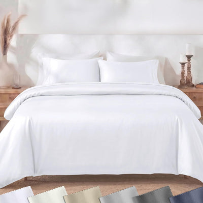 Hotel Soft Microfiber Duvet Cover Set-2000TC Quilt Cover Set & Pillowcases -1 Donna Cover Zipper Closure & 1 x Pillowcases-Breathable Bedding - Wrinkle, Fade, Stain Resistant(White,Double)