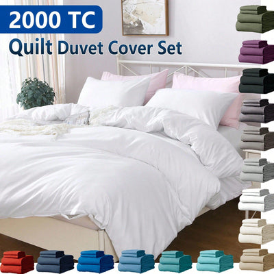 Hotel Soft Microfiber Duvet Cover Set-2000TC Quilt Cover Set & Pillowcases -1 Donna Cover Zipper Closure & 1 x Pillowcases-Breathable Bedding - Wrinkle, Fade, Stain Resistant(Raw white,King)