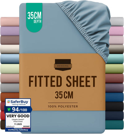 Hotel Quality Fitted Sheet - 1 Piece Fitted Sheet  -Breathable Bedding - Wrinkle, Fade, Stain Resistant- 16inch/40cm Deep Pocket Fitted Bed Sheet-Wrinkle and Fade Resistant,(Ocean,King)