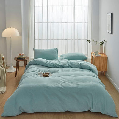 Hotel Soft Microfiber Duvet Cover Set-2000TC Quilt Cover Set & Pillowcases -1 Donna Cover Zipper Closure & 1 x Pillowcases-Breathable Bedding - Wrinkle, Fade, Stain Resistant(Ice Blue,King Single)