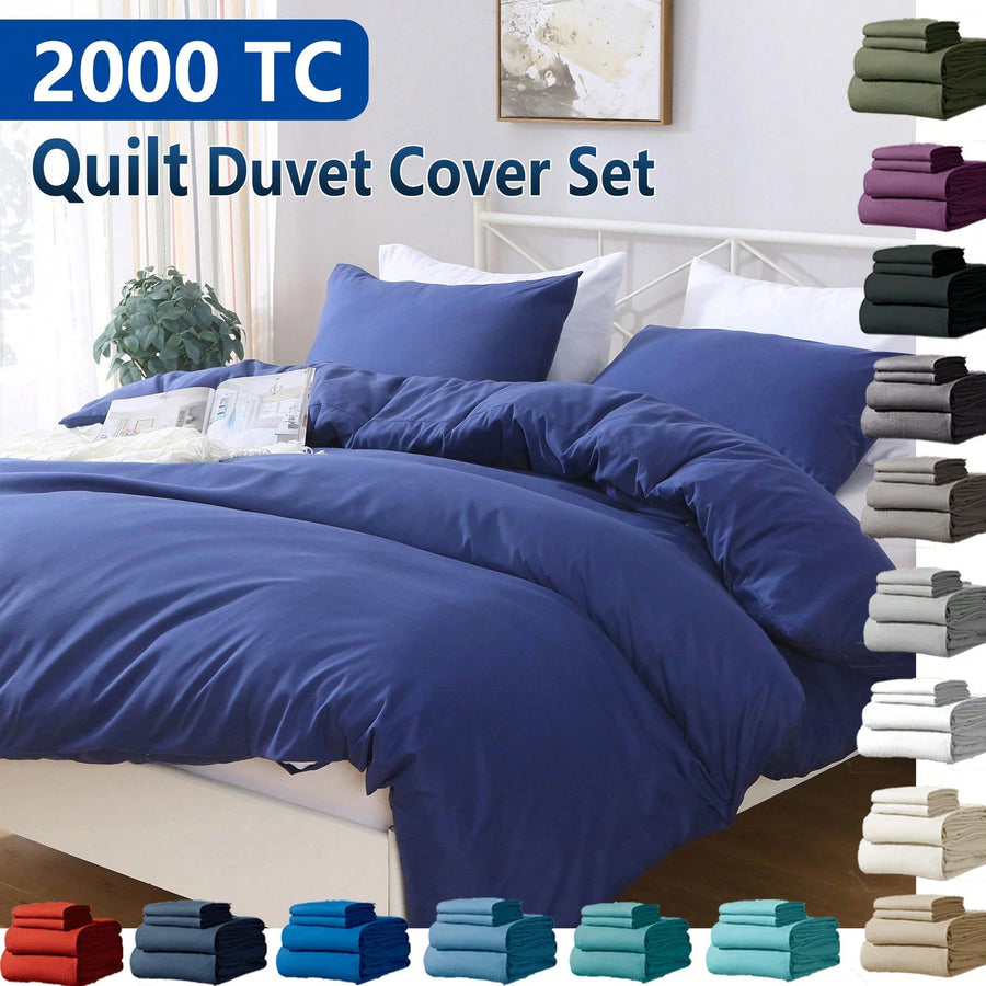 Hotel Soft Microfiber Duvet Cover Set-2000TC Quilt Cover Set & Pillowcases -1 Donna Cover Zipper Closure & 1 x Pillowcases-Breathable Bedding - Wrinkle, Fade, Stain Resistant(Royal blue,King Single)
