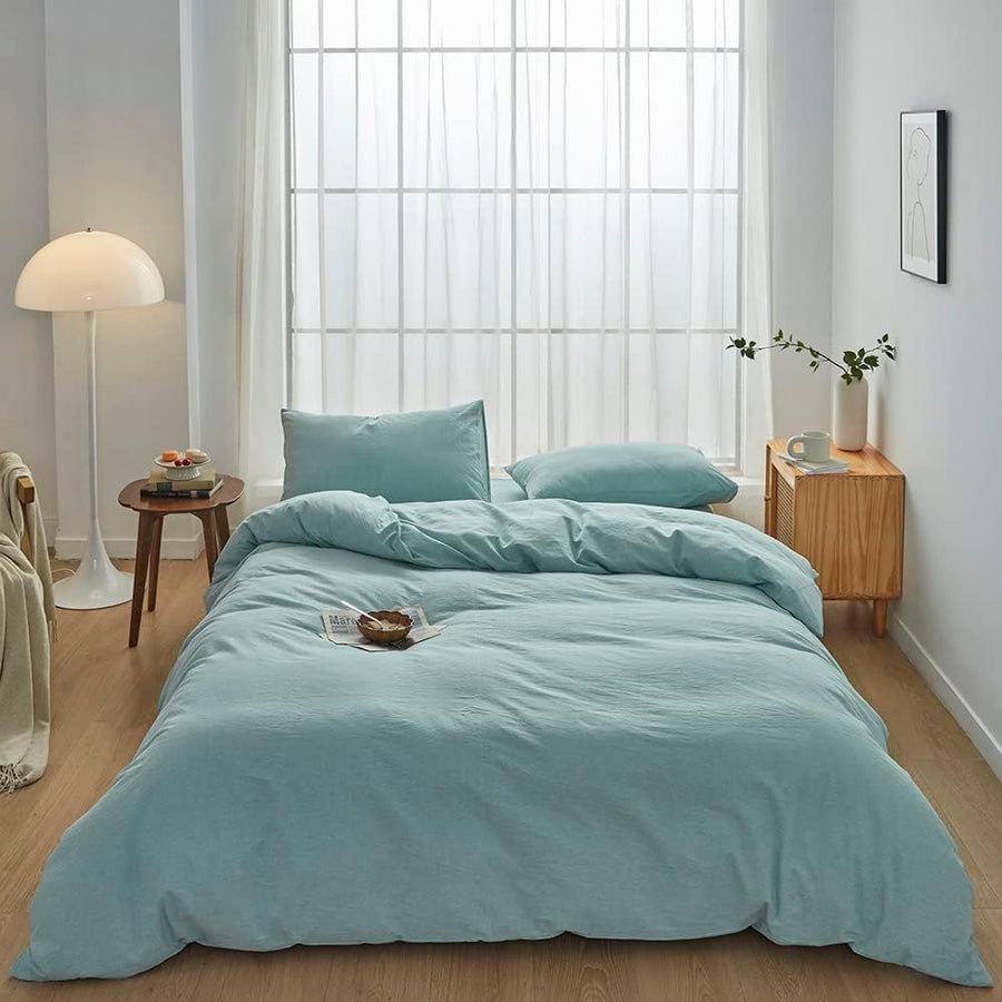 Hotel Soft Microfiber Duvet Cover Set-2000TC Quilt Cover Set & Pillowcases -1 Donna Cover Zipper Closure & 1 x Pillowcases-Breathable Bedding - Wrinkle, Fade, Stain Resistant(Ice Blue,Queen)