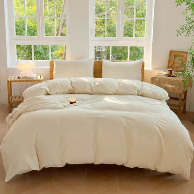 Hotel Soft Microfiber Duvet Cover Set-2000TC Quilt Cover Set & Pillowcases -1 Donna Cover Zipper Closure & 1 x Pillowcases-Breathable Bedding - Wrinkle, Fade, Stain Resistant(Cream White,Queen)