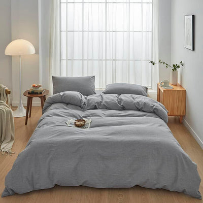 Hotel Soft Microfiber Duvet Cover Set-2000TC Quilt Cover Set & Pillowcases -1 Donna Cover Zipper Closure & 1 x Pillowcases-Breathable Bedding - Wrinkle, Fade, Stain Resistant(Grey,Single)