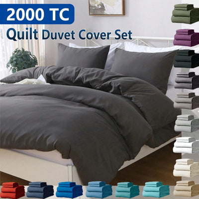 Hotel Soft Microfiber Duvet Cover Set-2000TC Quilt Cover Set & Pillowcases -1 Donna Cover Zipper Closure & 1 x Pillowcases-Breathable Bedding - Wrinkle, Fade, Stain Resistant(Dark gray,Single)