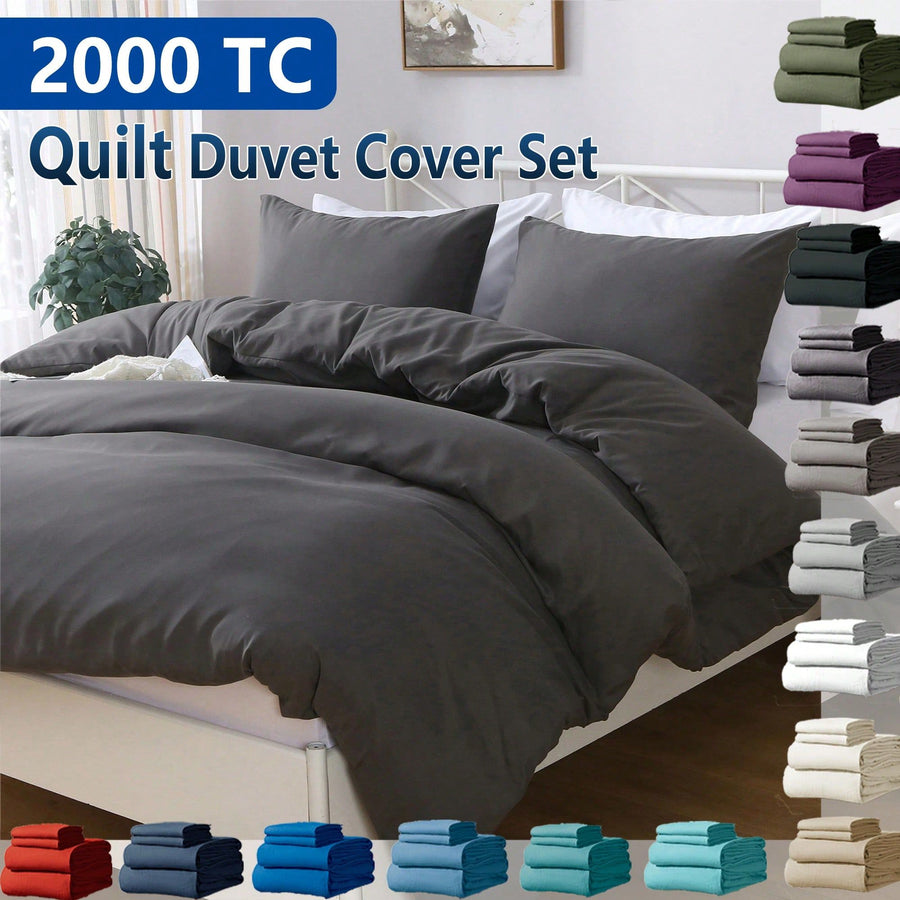Hotel Soft Microfiber Duvet Cover Set-2000TC Quilt Cover Set & Pillowcases -1 Donna Cover Zipper Closure & 1 x Pillowcases-Breathable Bedding - Wrinkle, Fade, Stain Resistant(Dark gray,Single)