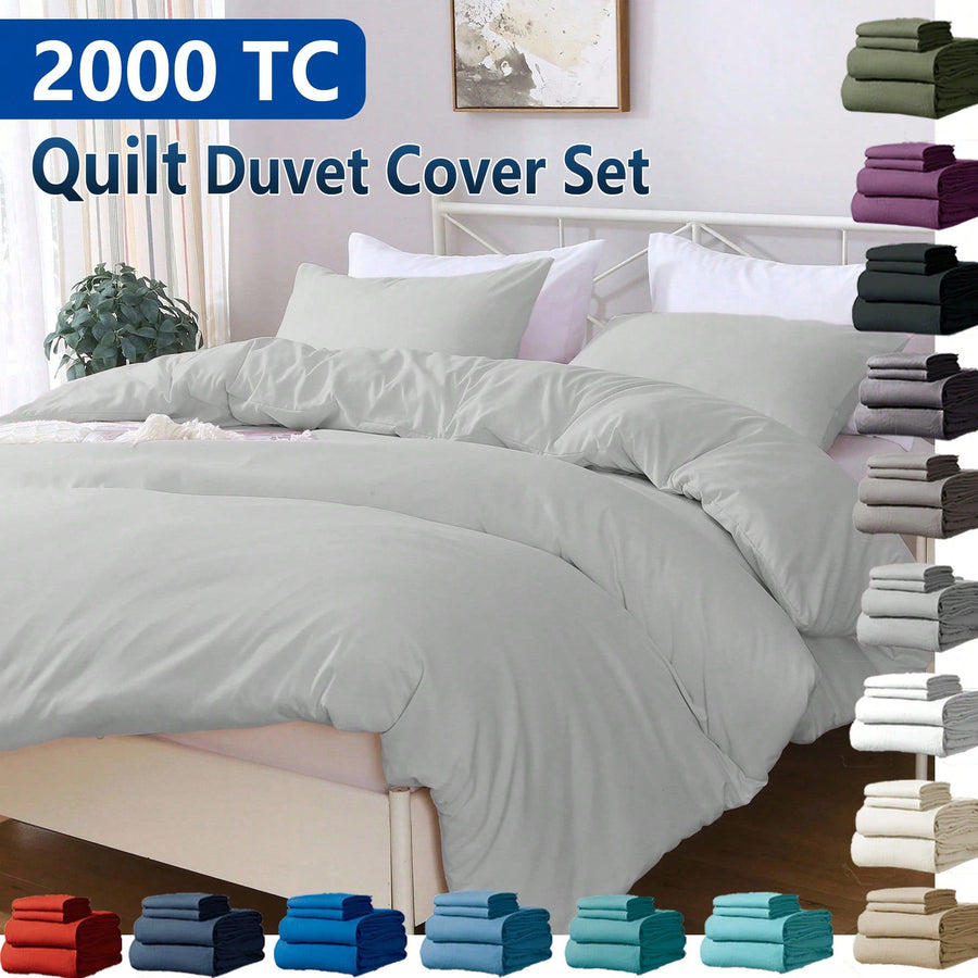 Hotel Soft Microfiber Duvet Cover Set-2000TC Quilt Cover Set & Pillowcases -1 Donna Cover Zipper Closure & 1 x Pillowcases-Breathable Bedding - Wrinkle, Fade, Stain Resistant(Silver-gray,Single)