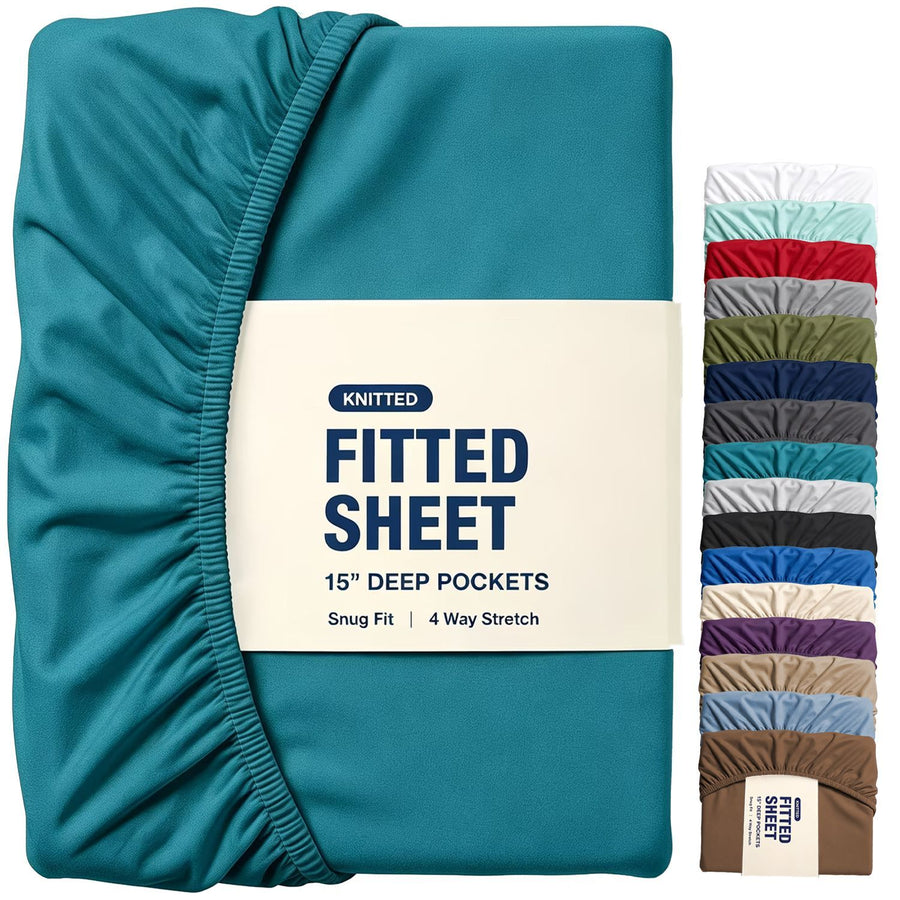 Hotel Quality Fitted Sheet - 1 Piece Fitted Sheet  -Breathable Bedding - Wrinkle, Fade, Stain Resistant- 16inch/40cm Deep Pocket Fitted Bed Sheet-Wrinkle and Fade Resistant,(Biscay blue,Single)