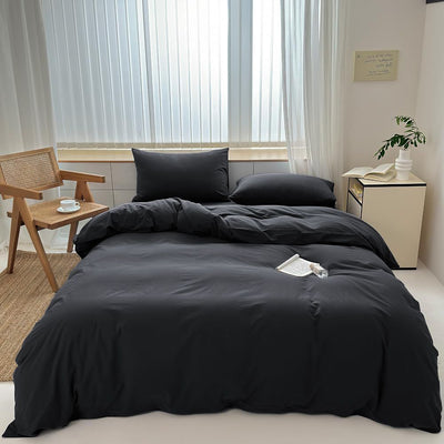 Hotel Soft Microfiber Duvet Cover Set-2000TC Quilt Cover Set & Pillowcases -1 Donna Cover Zipper Closure & 1 x Pillowcases-Breathable Bedding - Wrinkle, Fade, Stain Resistant(Black,Super King)