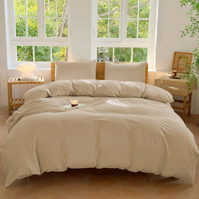 Hotel Soft Microfiber Duvet Cover Set-2000TC Quilt Cover Set & Pillowcases -1 Donna Cover Zipper Closure & 1 x Pillowcases-Breathable Bedding - Wrinkle, Fade, Stain Resistant(Camel Beige,Super King)