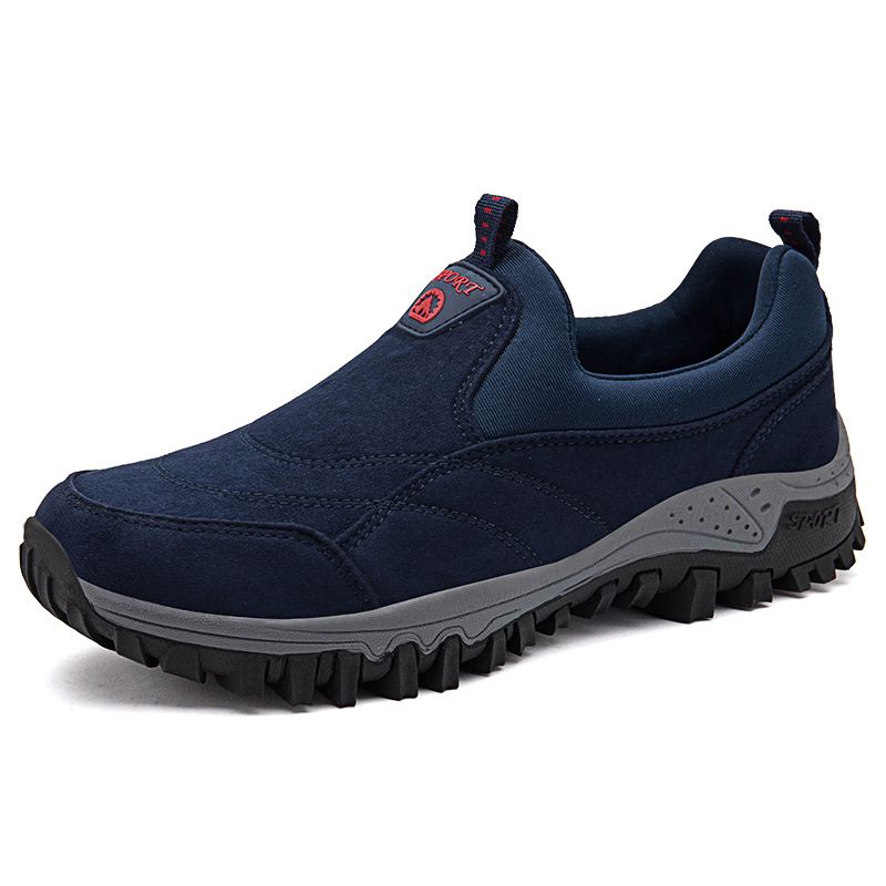 Luo Baoli Men Hiking Shoes Slip On Rubber Sole Blue 43