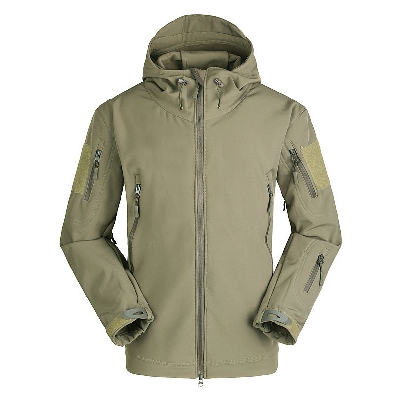 ESDY Men Softshell Jacket Outdoor Fleece Training Coat Green XXXL