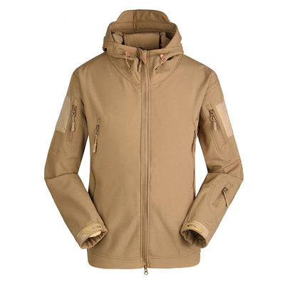 ESDY Men Softshell Jacket Outdoor Fleece Training Coat Khaki L