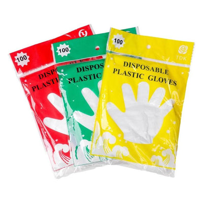 Disposable PE Gloves Food Grade 50 Count M English bag -100 only