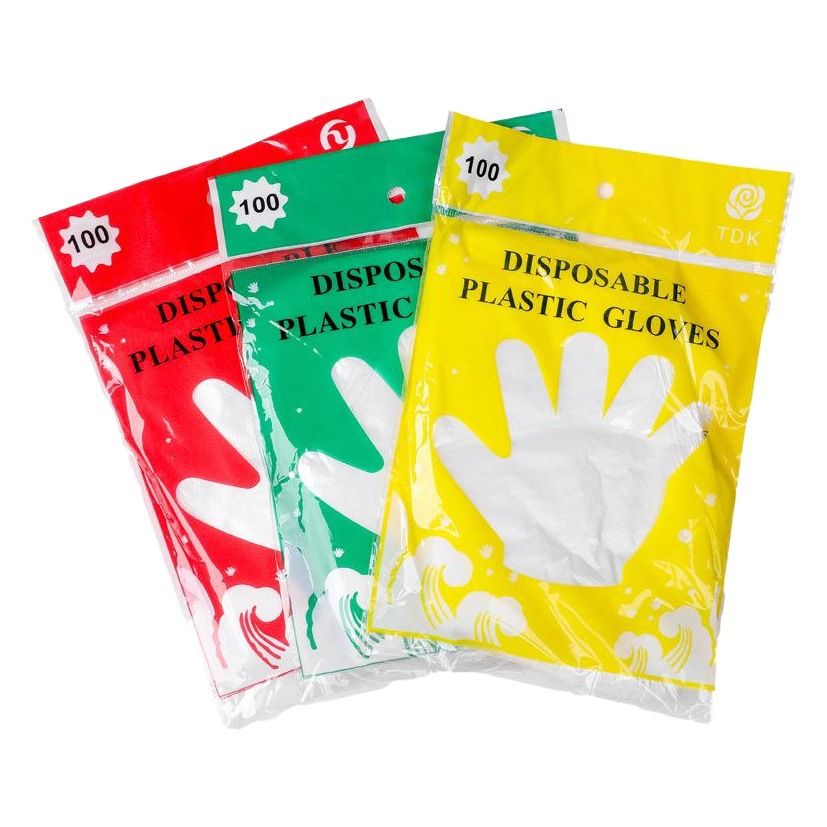 Disposable PE Gloves Food Grade 50 Count M English bag -100 only