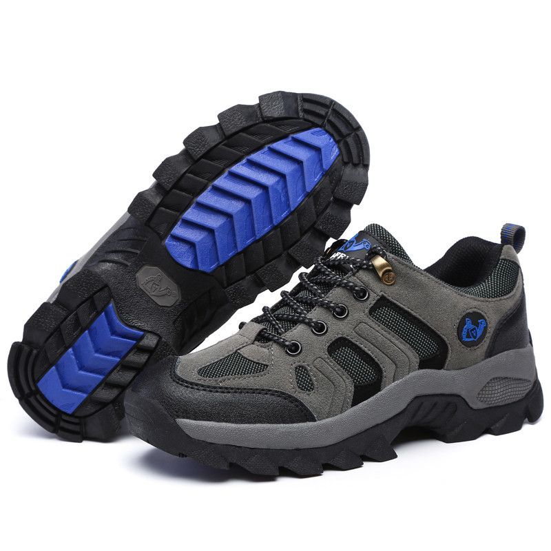 Qifeng Men Women Hiking Shoes Outdoor Sneakers Grey sapphire blue with cotton 47