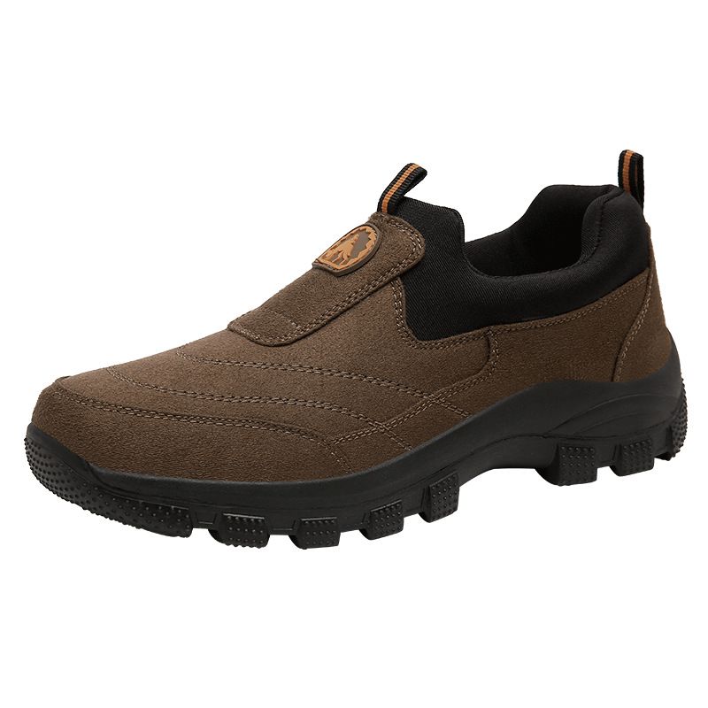 Men Slip On Hiking Shoes Waterproof Low Top Brown 45