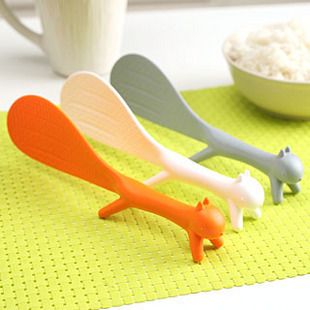 Squirrel Rice Spoon PP Non Stick Kitchen Utensil 21CM White 21*5.7CM