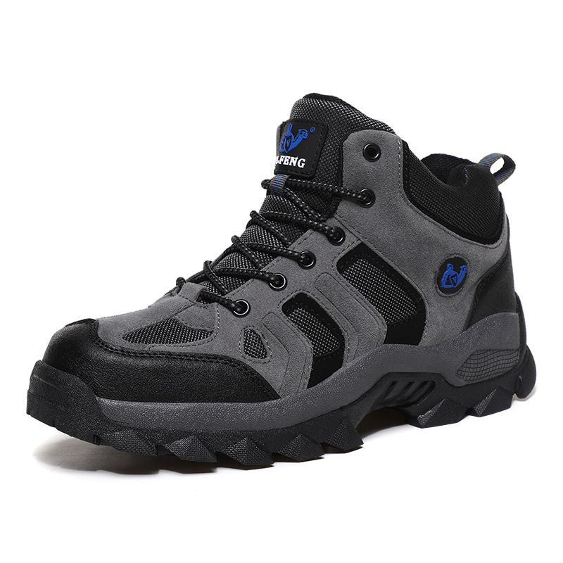 QIFENG Mens High Top Hiking Shoes Anti Slip Rubber Sole Grey 39